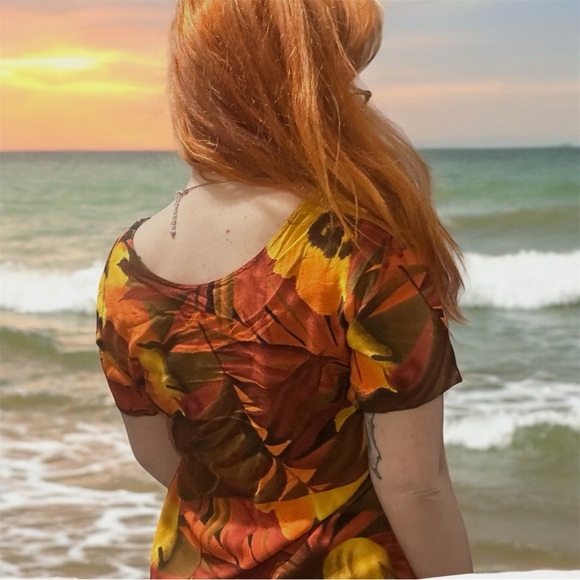 VTG Jams World African / Tropical Floral Dress M With Buttons, Pockets, and Slit - Picture 4 of 15